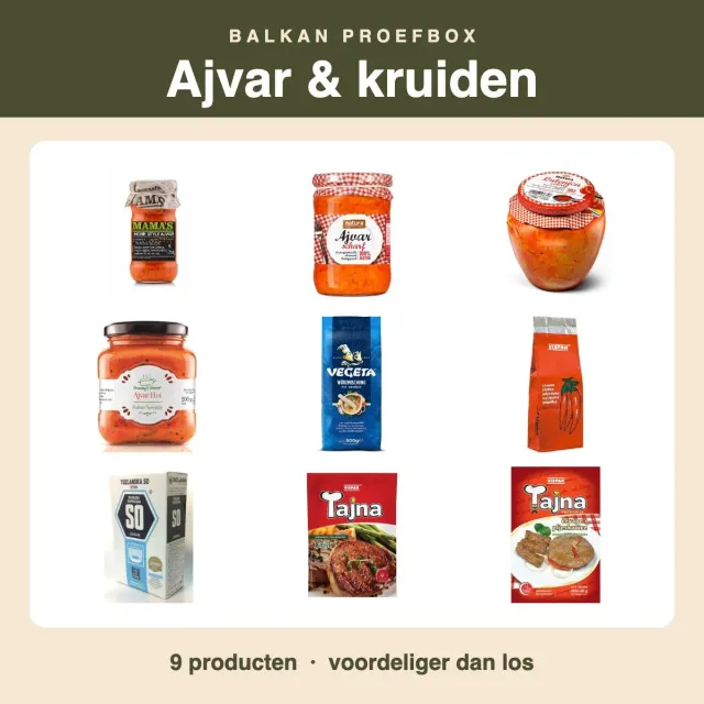 Balkan Taste Proefbox Ajvar & Kruiden 9 stuks met ajvar