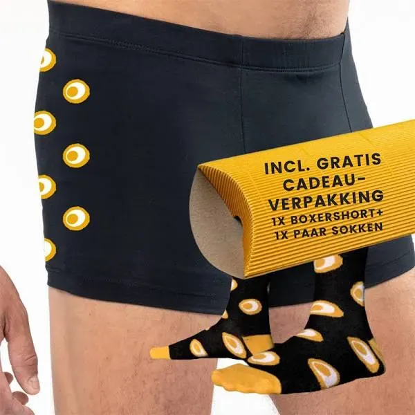 Eierbal boxershort + sok cadeauset bio-katoen