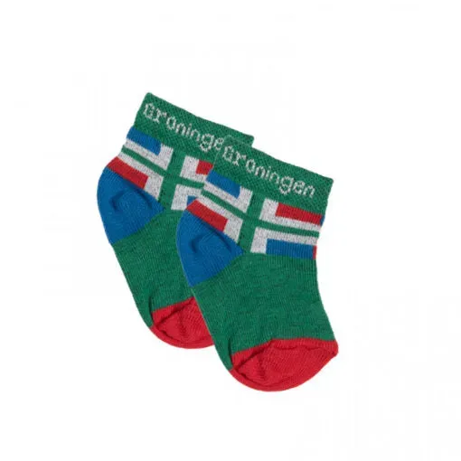 Eierbal Groninger Vlag babysokken 2 paar groen