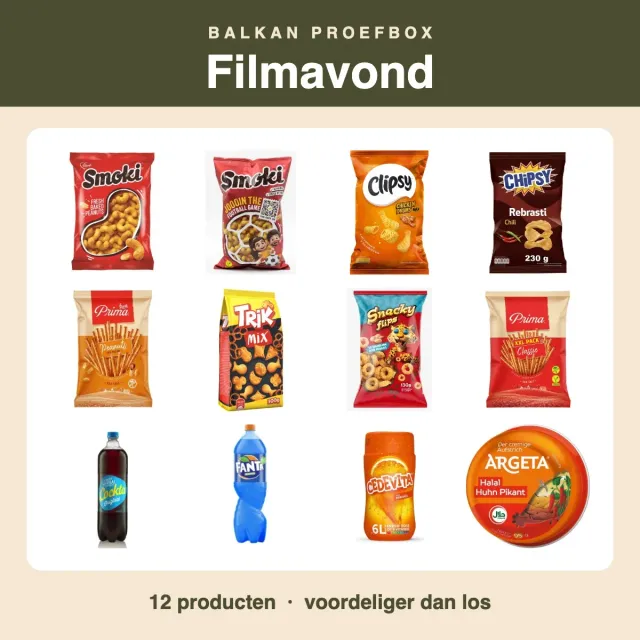 Balkan Taste Proefbox Filmavond 12 stuks met chips