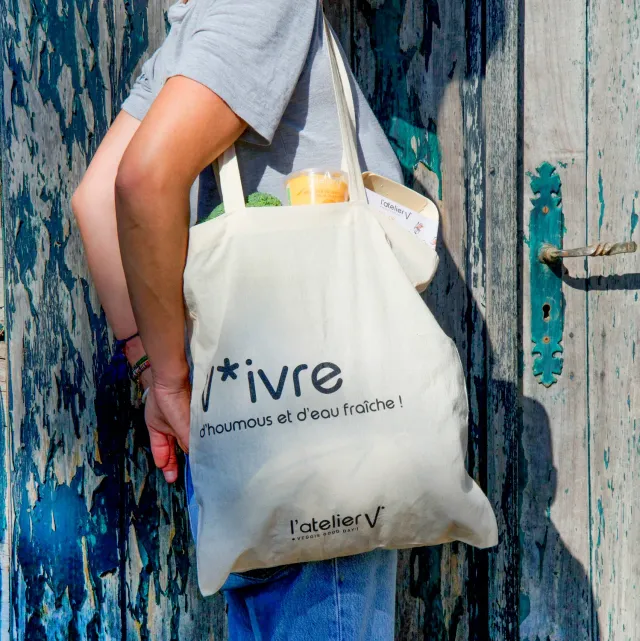 l'Atelier V tote bag katoenen tas hummus opdruk