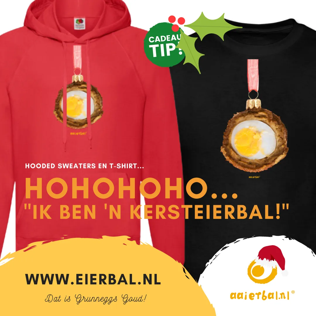 Eierbal Kersteierbal Hoodie met capuchon unisex kangaroozak