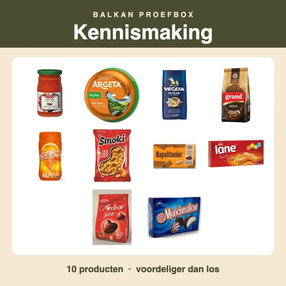 Balkan Taste Proefbox Kennismaking 10 stuks met koffie