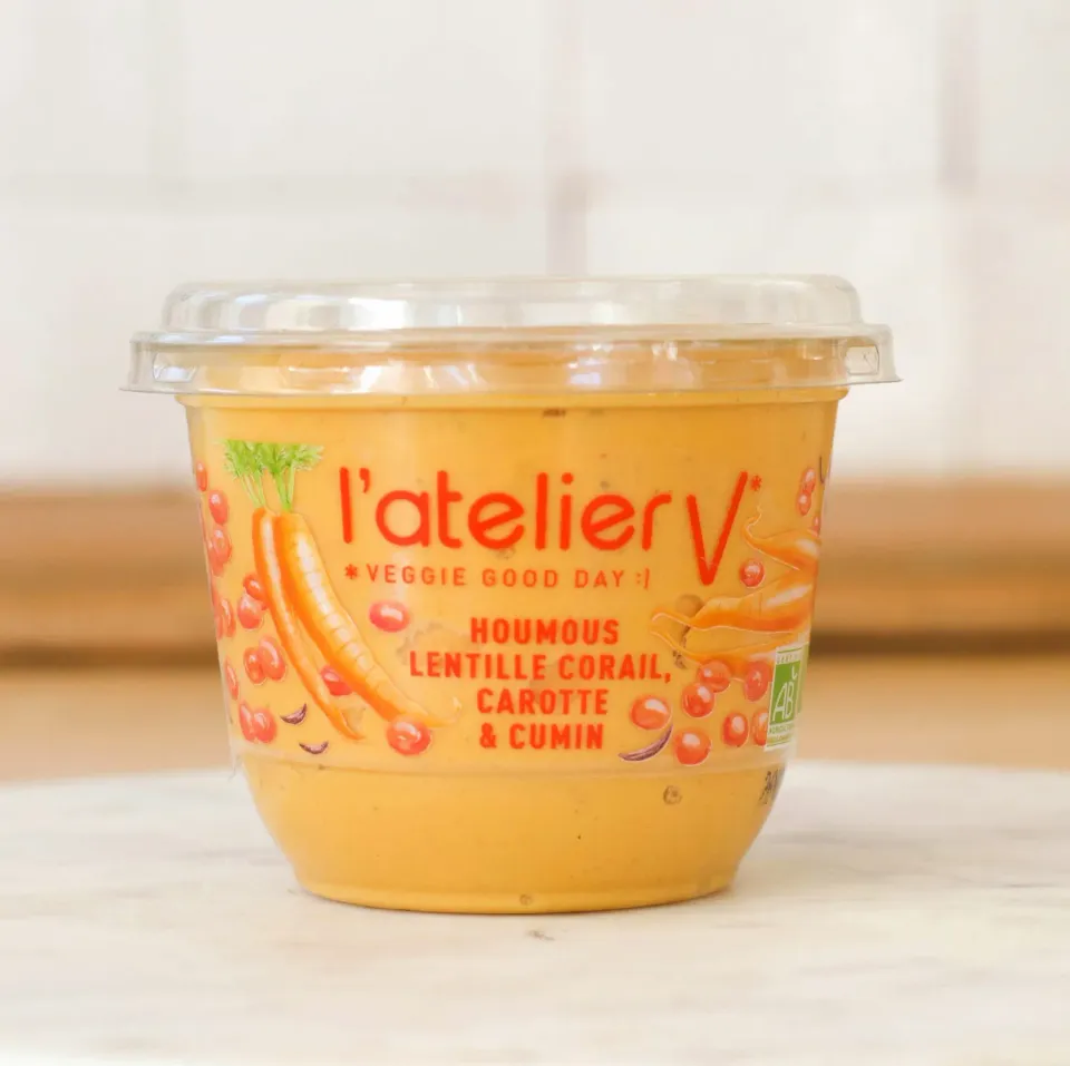 l'Atelier V Houmous linzen met wortel en komijn